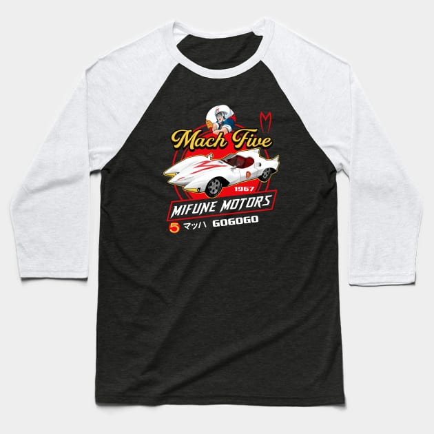 Mach Five Mifune Motors Speed Racer Baseball T-Shirt by Alema Art